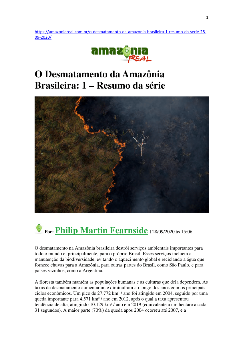 PDF) Reviravolta no Congresso Nacional ameaça Amazônia