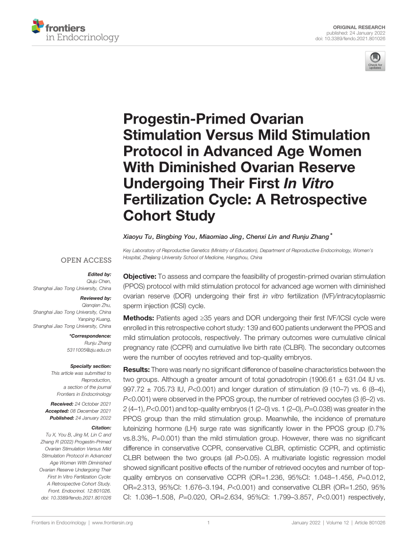 Pdf Progestin Primed Ovarian Stimulation Versus Mild Stimulation Protocol In Advanced Age 8568