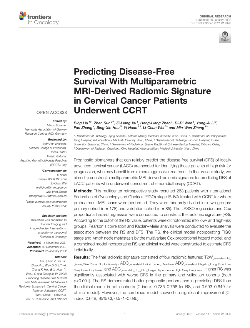 Frontiers  Multiparametric magnetic resonance imaging-derived