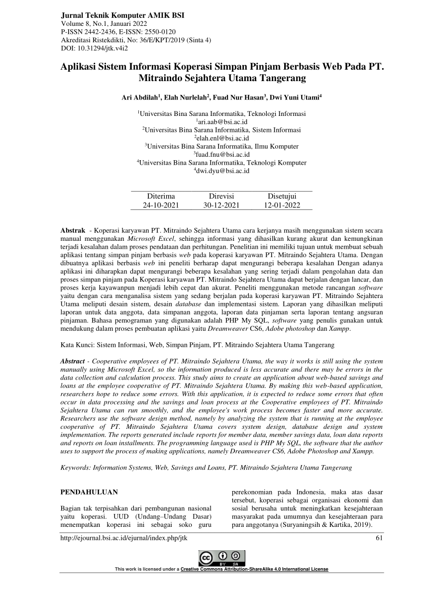 Pdf Aplikasi Sistem Informasi Koperasi Simpan Pinjam Berbasis Web Pada Pt Mitraindo Sejahtera 8672