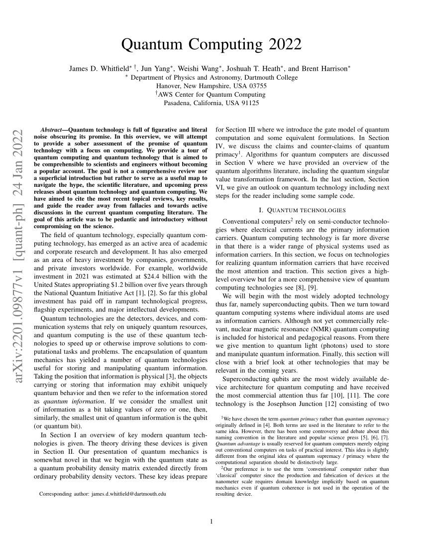 research paper on quantum computing pdf