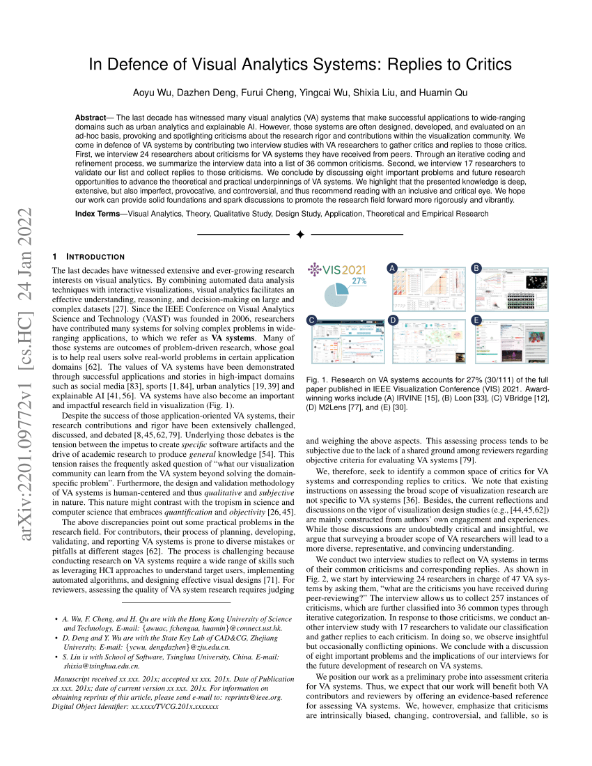 PDF) In Defence of Visual Analytics Systems: Replies to Critics