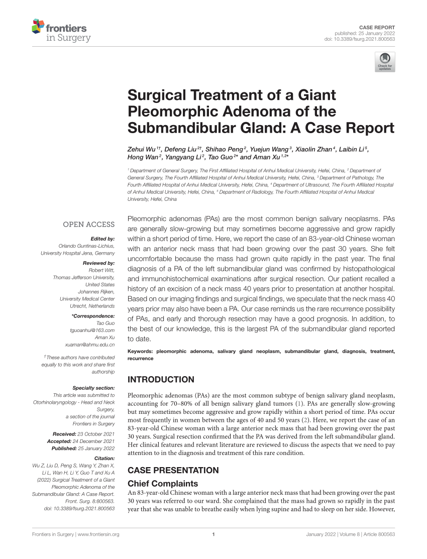 Pdf Surgical Treatment Of A Giant Pleomorphic Adenoma Of The