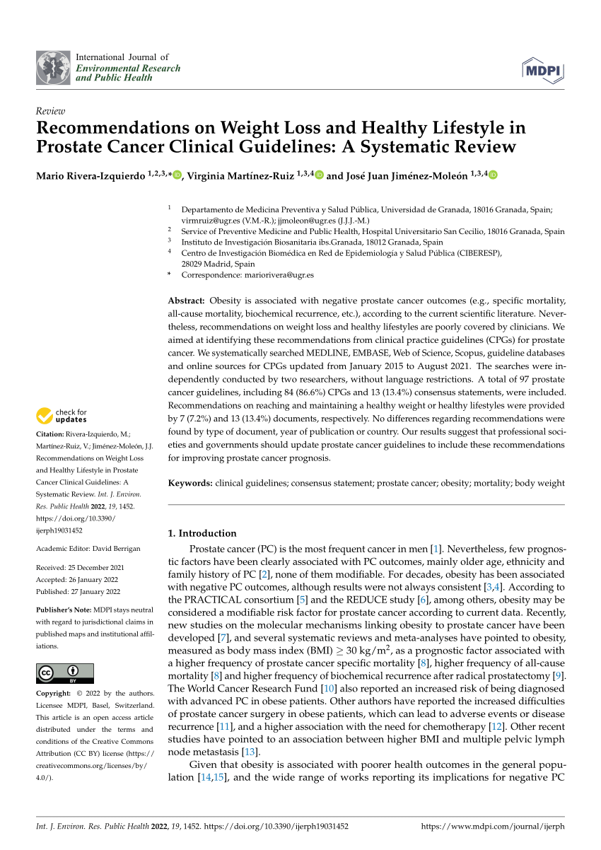 (PDF) on Weight Loss and Healthy Lifestyle in Prostate