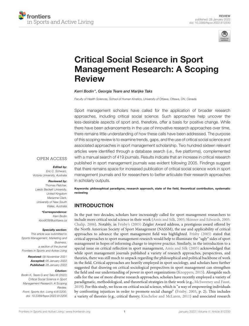 sports management research proposal pdf