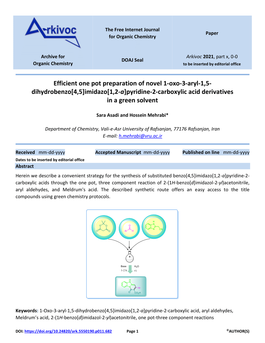 PDF) Efficient one pot preparation of novel 1-oxo-3-aryl-1,5