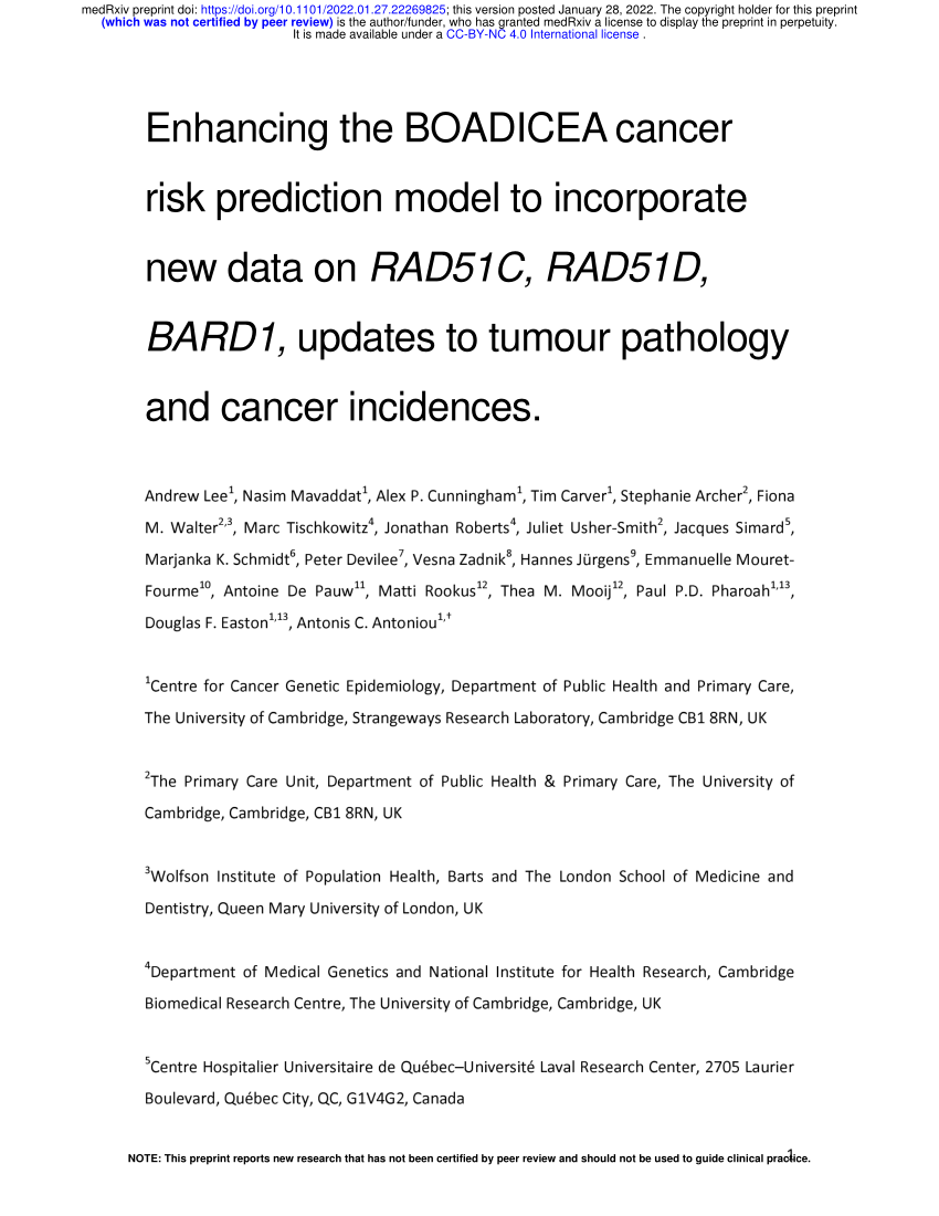 BOADICEA: a comprehensive breast cancer risk prediction model incorporating  genetic and nongenetic risk factors