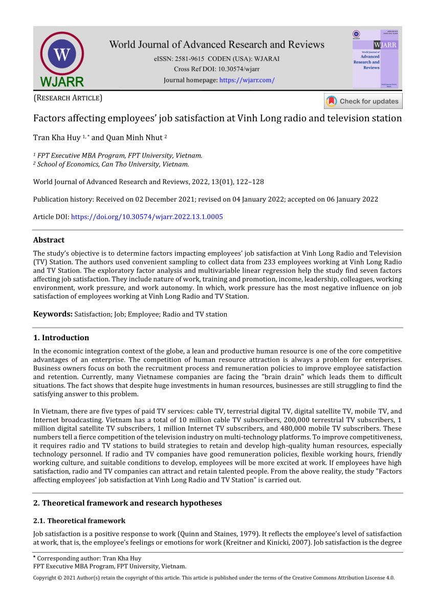 factors affecting job satisfaction literature review