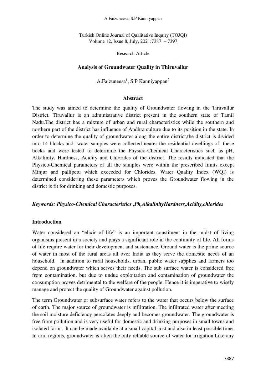 thesis on groundwater quality analysis