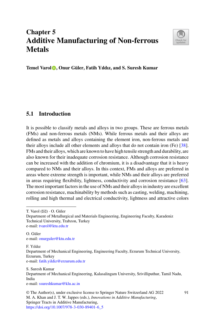 PDF) Additive Manufacturing of Non-ferrous Metals