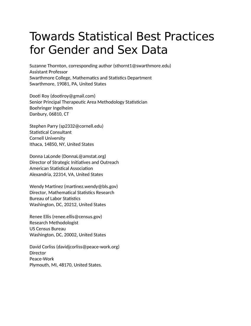 Pdf Towards Statistical Best Practices For Gender And Sex Data 5004