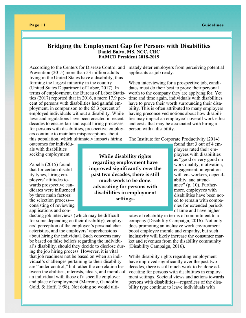 (PDF) Bridging the Employment Gap for Persons with Disabilities