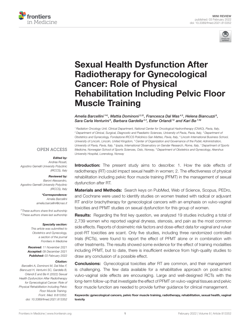Pdf Sexual Health Dysfunction After Radiotherapy For Gynecological Cancer Role Of Physical 