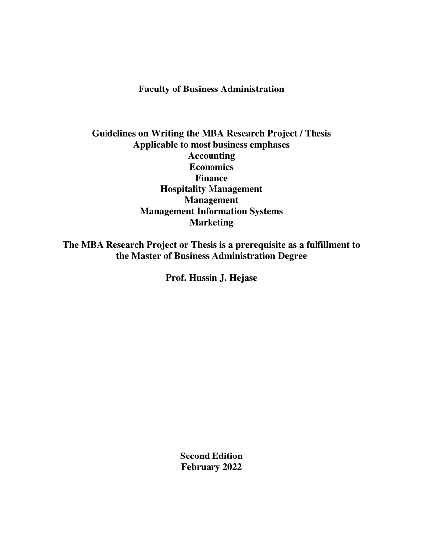 mba thesis title sample