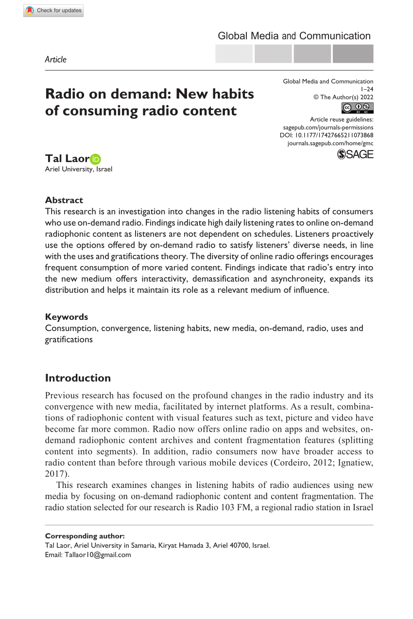 sang Forbyde Fonetik PDF) Radio on demand: New habits of consuming radio content