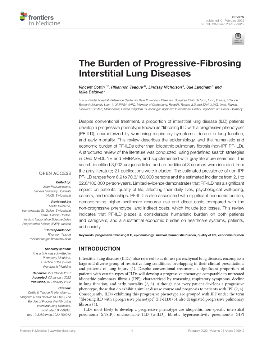 Pdf The Burden Of Progressive Fibrosing Interstitial Lung Diseases