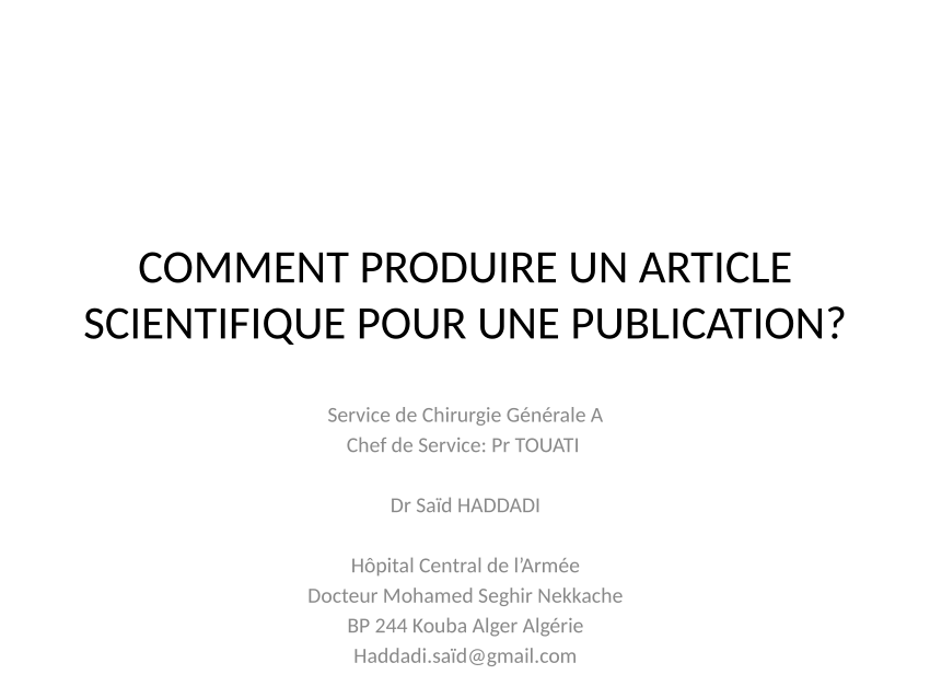 article scientifique presentation