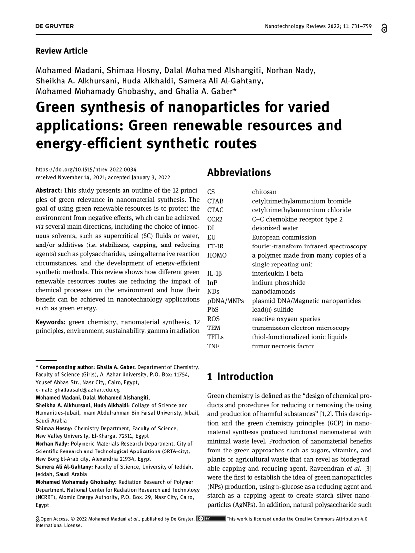 green synthesis of nanoparticles thesis pdf