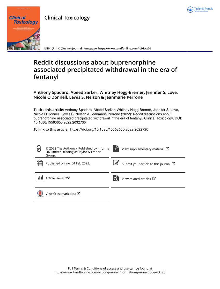 PDF) Reddit discussions about buprenorphine associated precipitated withdrawal in the era of fentanyl