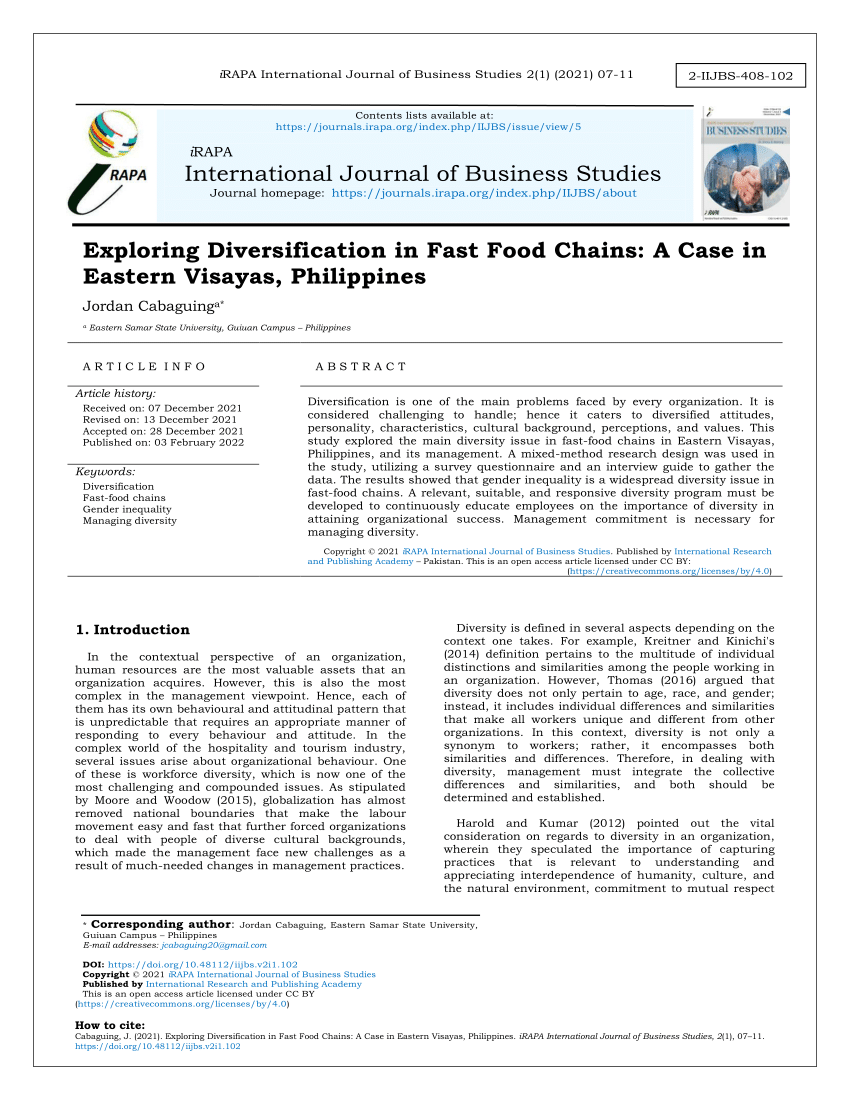 research paper on fast food chain