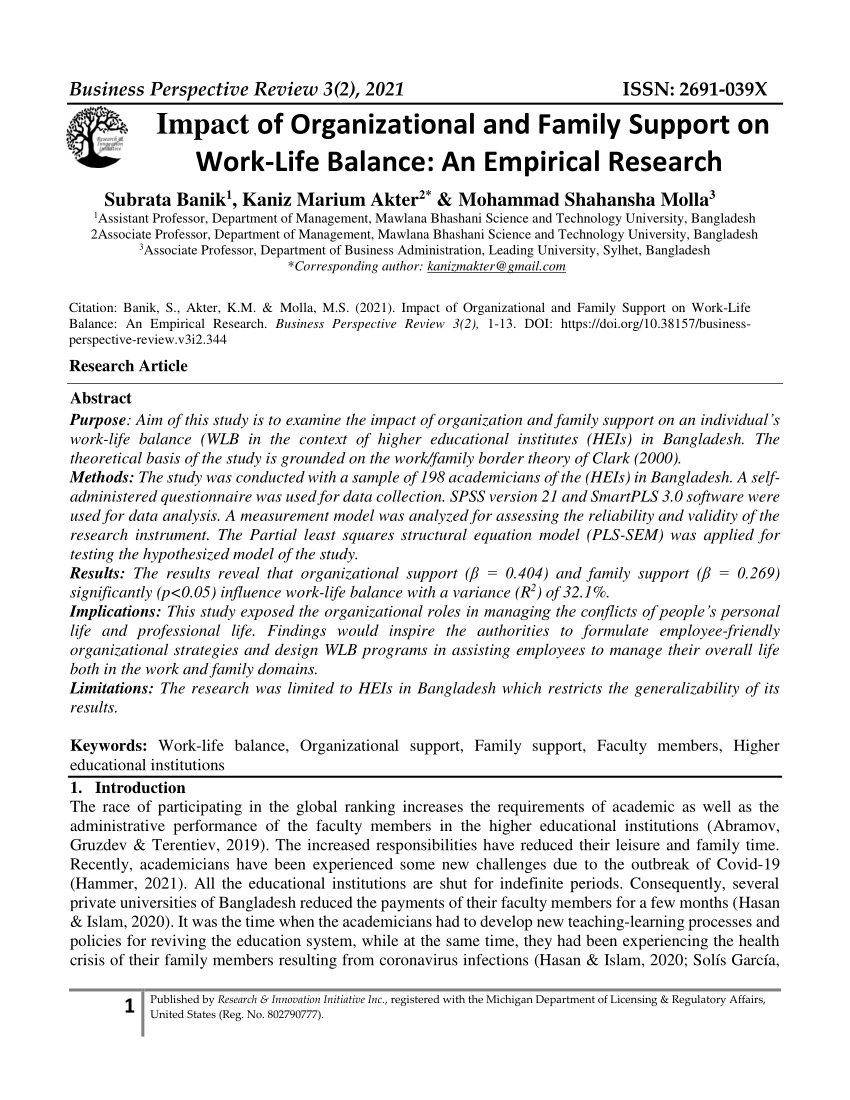 work life balance research paper pdf