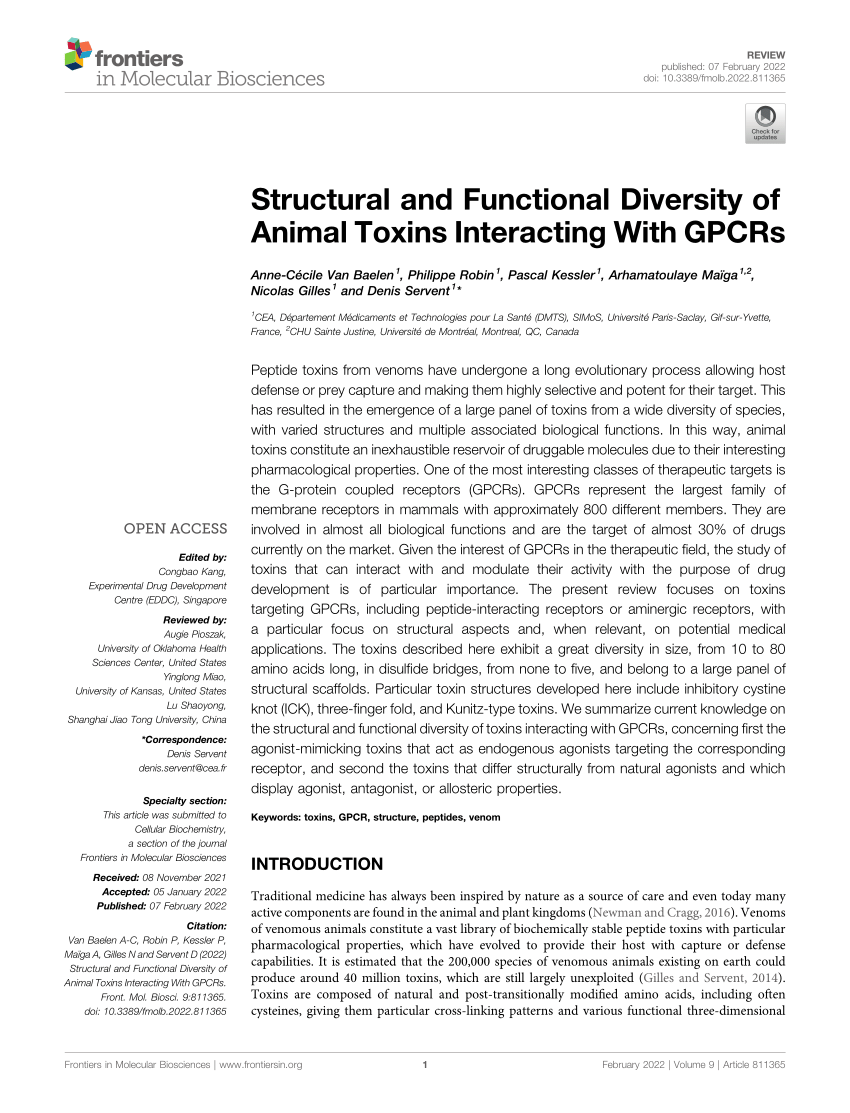 (PDF) Structural and Functional Diversity of Animal Toxins Interacting