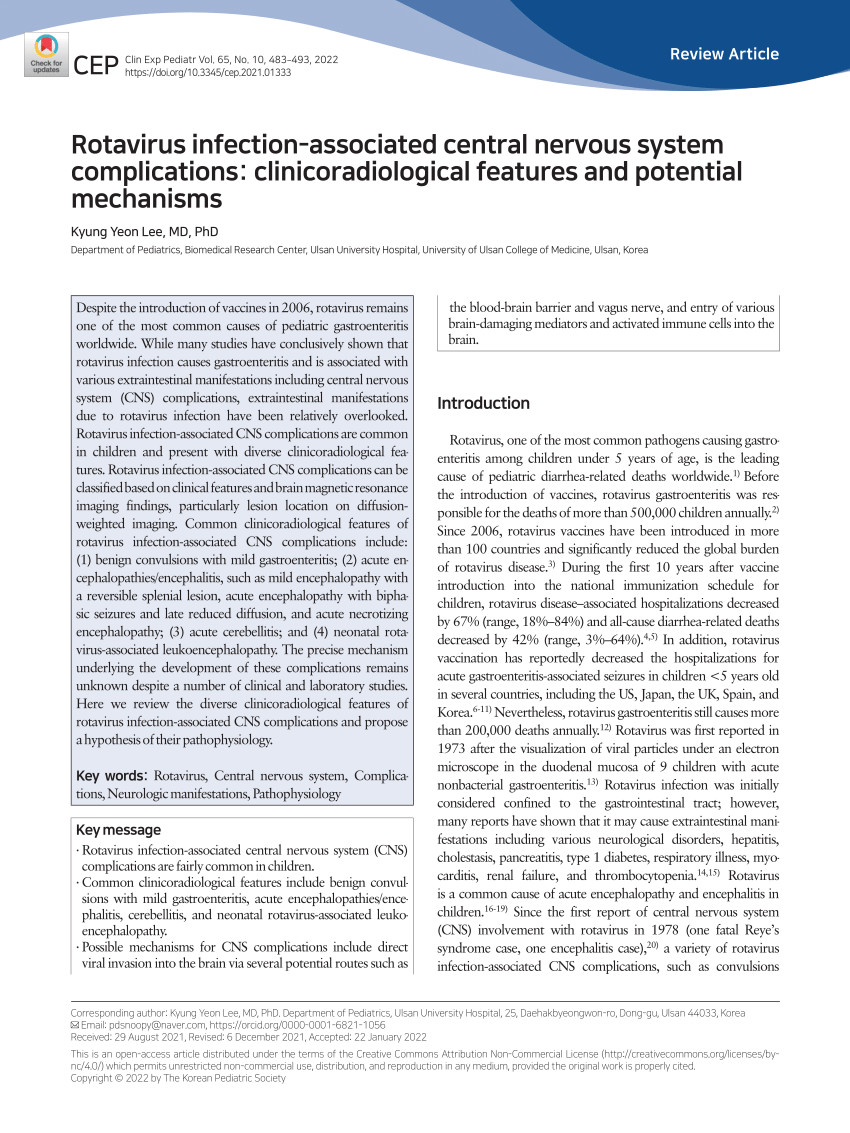 Pdf Rotavirus Infectionassociated Central Nervous System Complications Clinicoradiological 4000