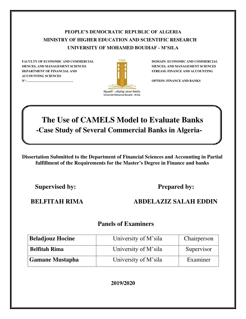 research paper on camels analysis of banks