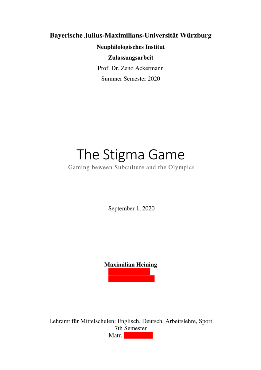 PDF) The Stigma Game Gaming beween Subculture and the Olympics picture