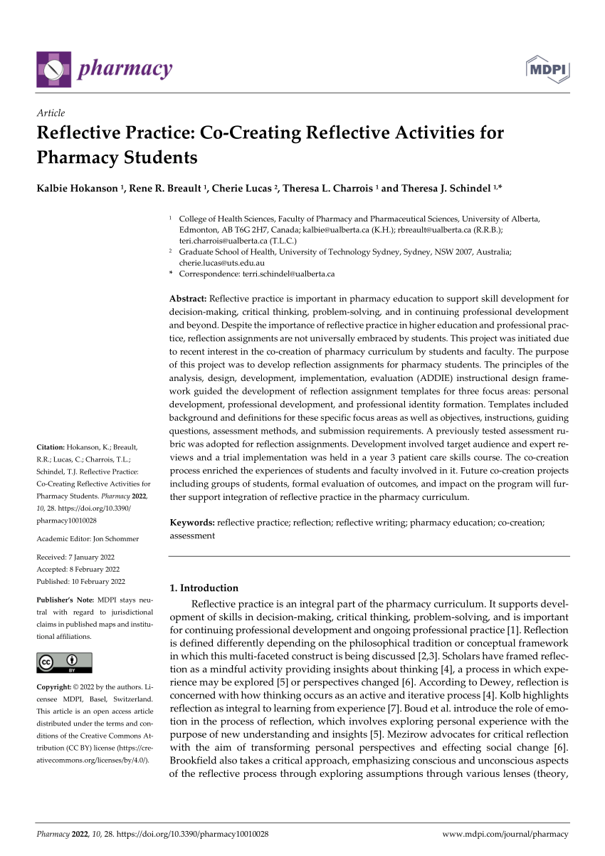 pharmacy placement reflective essay