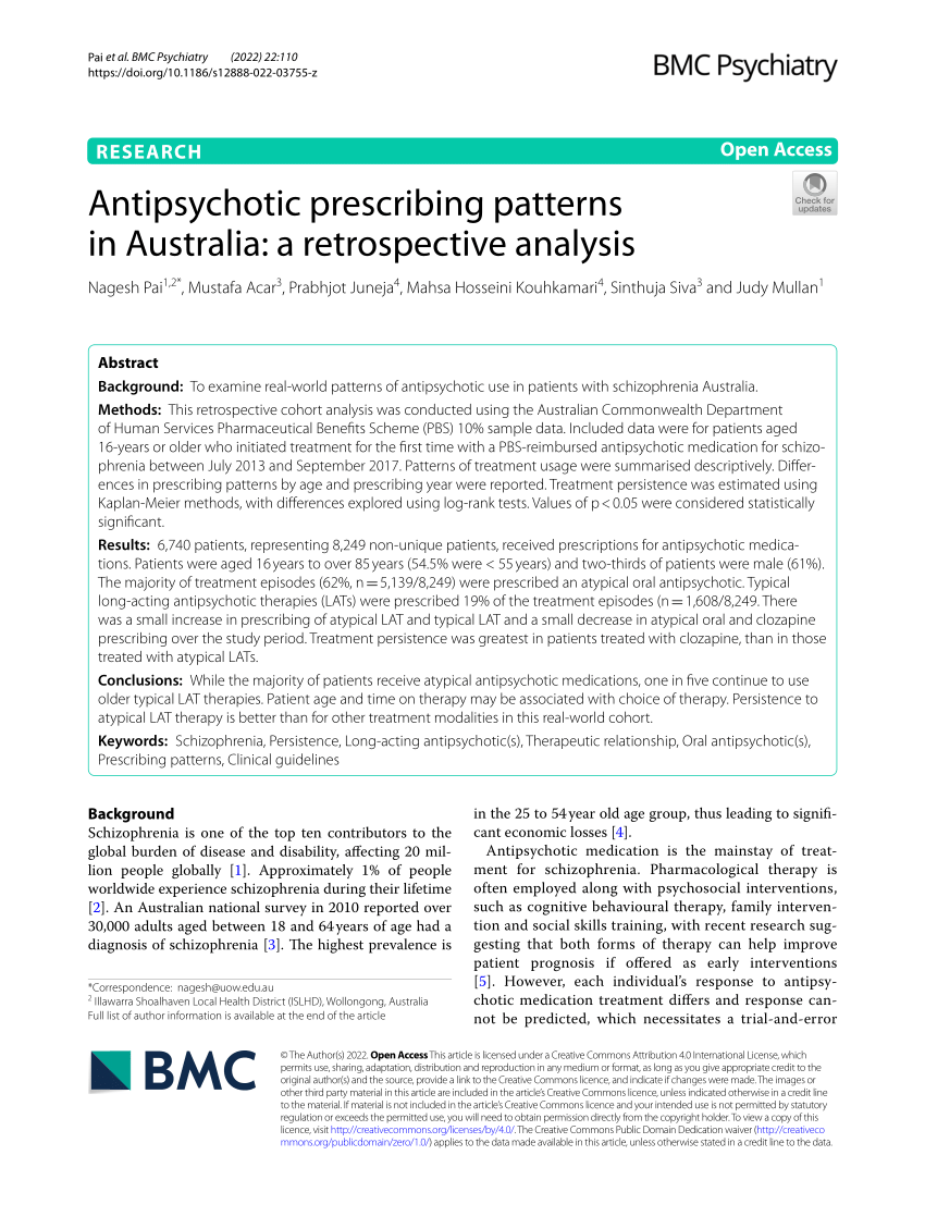 PDF Antipsychotic prescribing patterns in Australia a