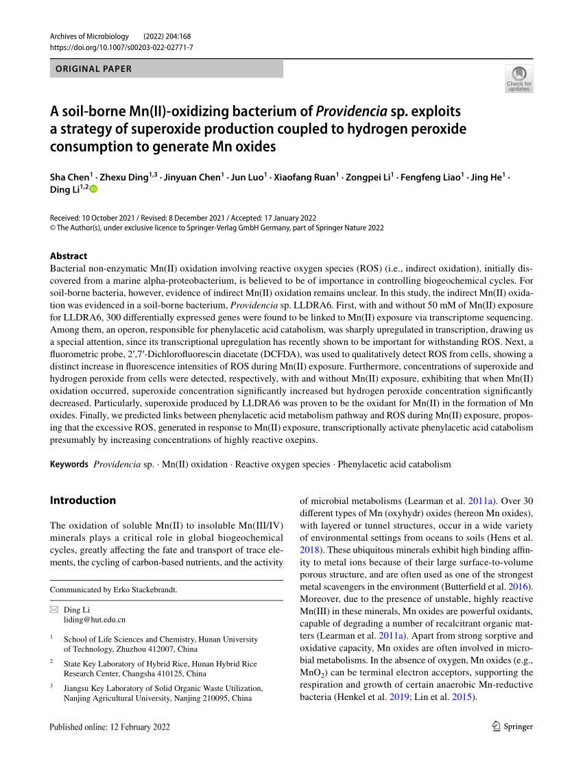 PDF) A soil-borne Mn(II)-oxidizing bacterium of Providencia sp 