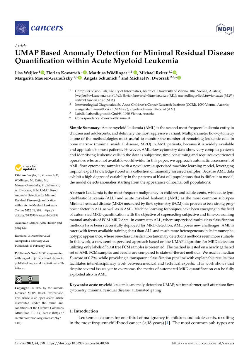 (PDF) UMAP Based Anomaly Detection for Minimal Residual Disease Quantification within Acute 