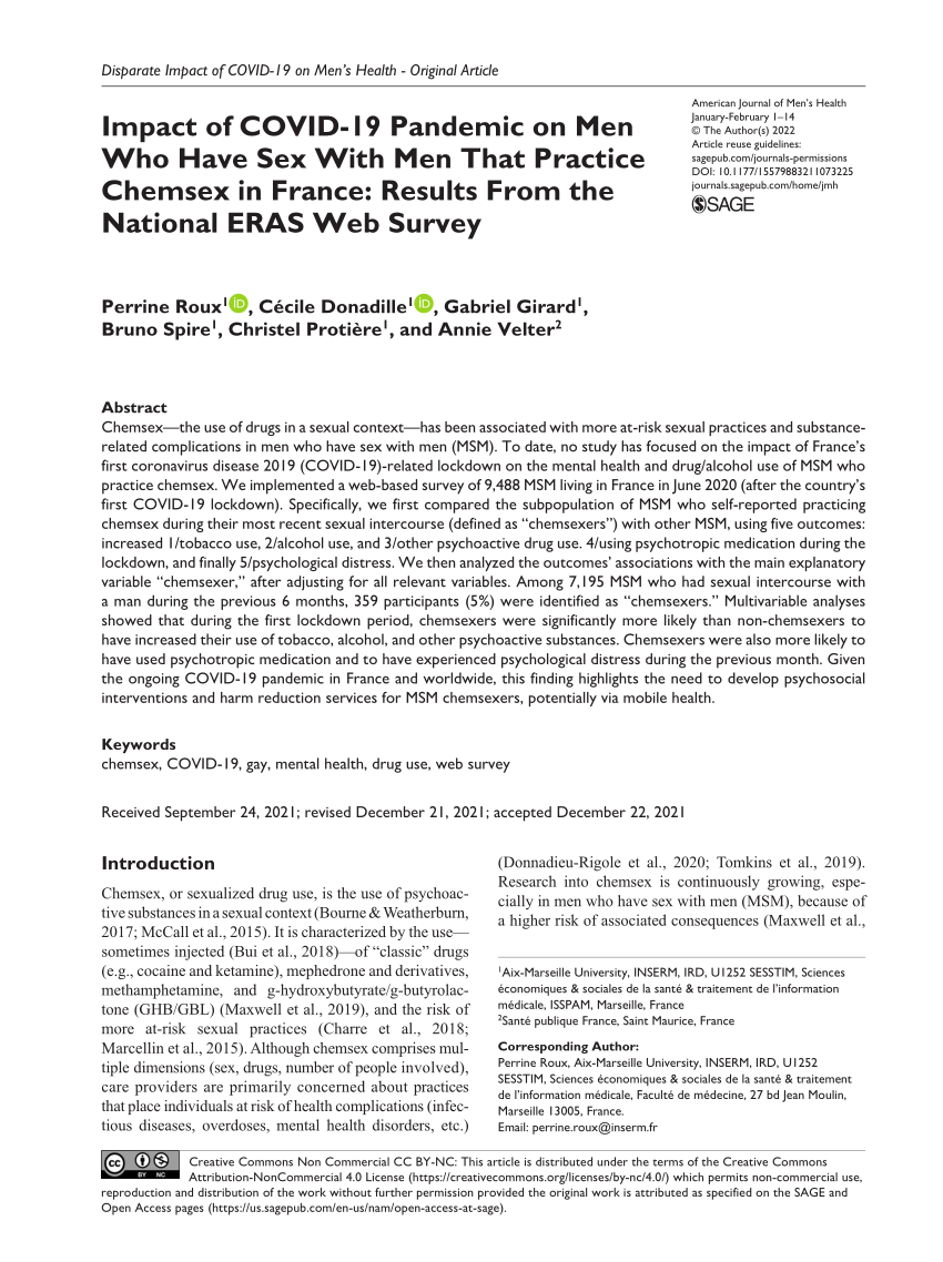 PDF Impact of COVID 19 Pandemic on Men Who Have Sex With Men That