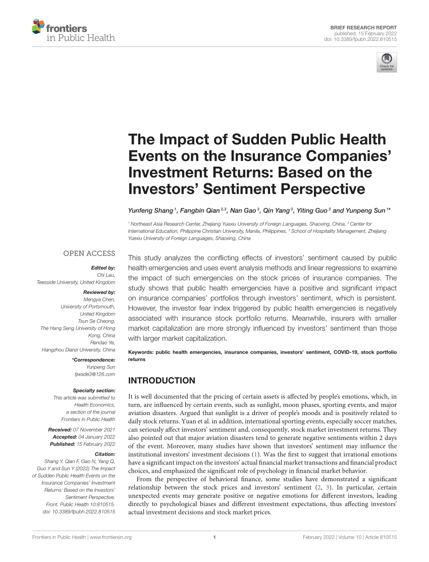 (PDF) The Impact of Sudden Public Health Events on the Insurance