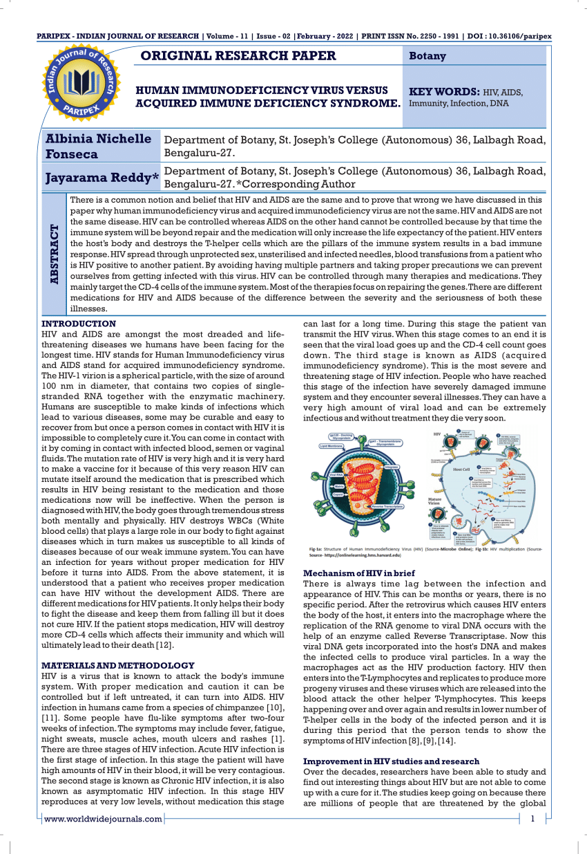 Pdf Human Immunodeficiency Virus Versus Acquired Immune Deficiency Syndrome 