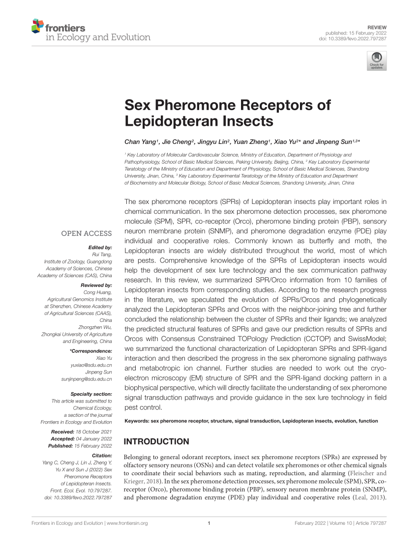 Pdf Sex Pheromone Receptors Of Lepidopteran Insects 4647