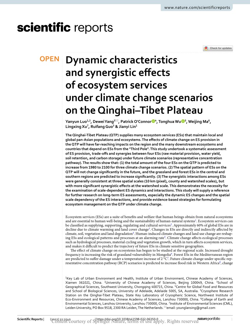 PDF) Dynamic characteristics and synergistic effects of ecosystem