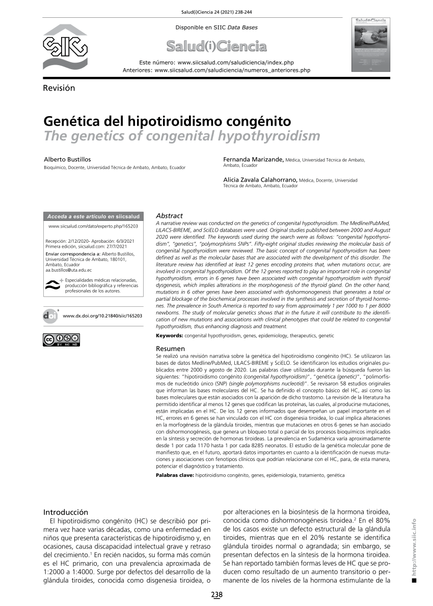 Pdf Genética Del Hipotiroidismo Congénito