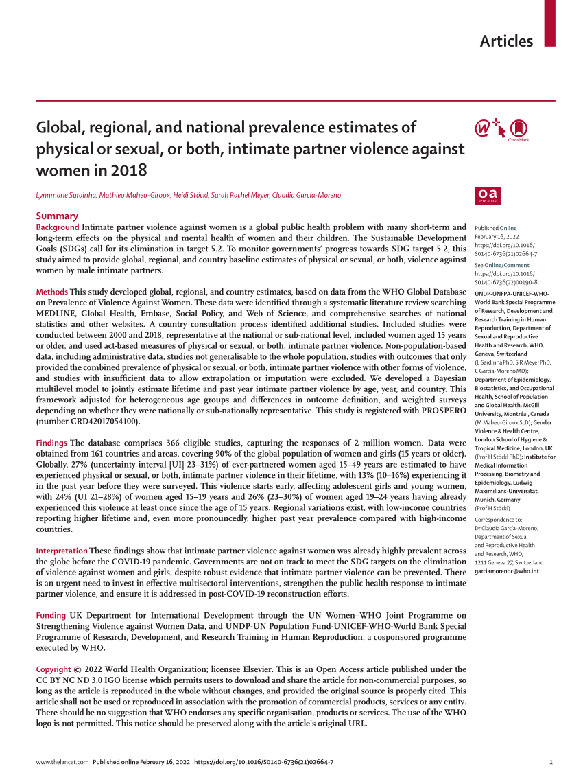 Frontiers  The association between intimate partner violence type and  mental health in migrant women living in Spain: findings from a  cross-sectional study