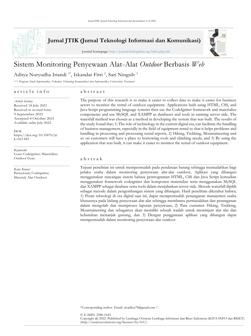 Pdf Sistem Monitoring Penyewaan Alat Alat Outdoor Berbasis Web 1314