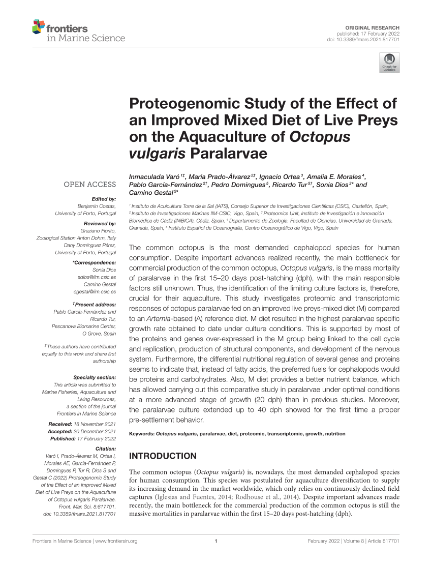 (PDF) Proteogenomic Study of the Effect of an Improved Mixed Diet of