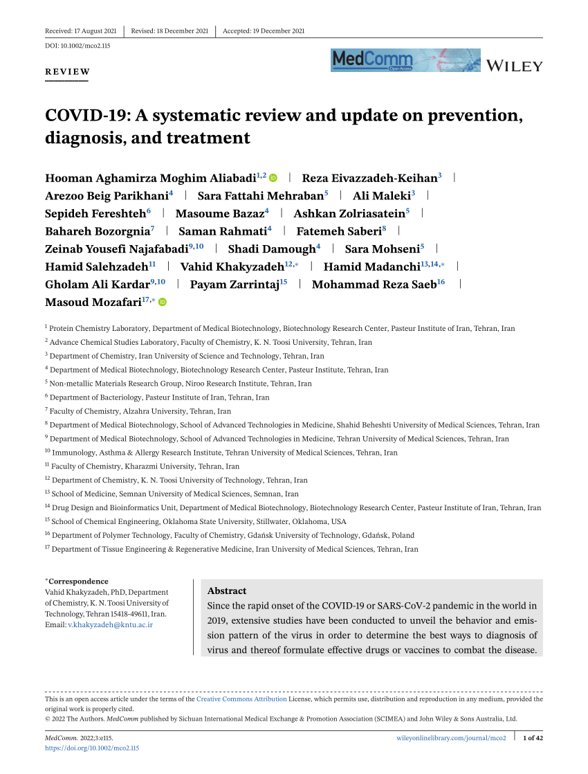 PDF) COVID‐19: A systematic review and update on prevention