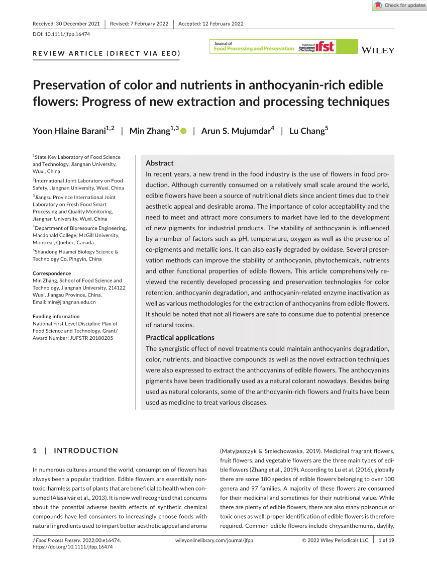 PDF) Preservation of Color and Nutrients in Anthocyanin‐rich 