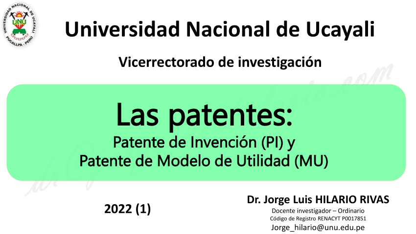 PDF) Las patentes: Patente de Invención (PI) y Patente de Modelo de Utilidad  (MU).