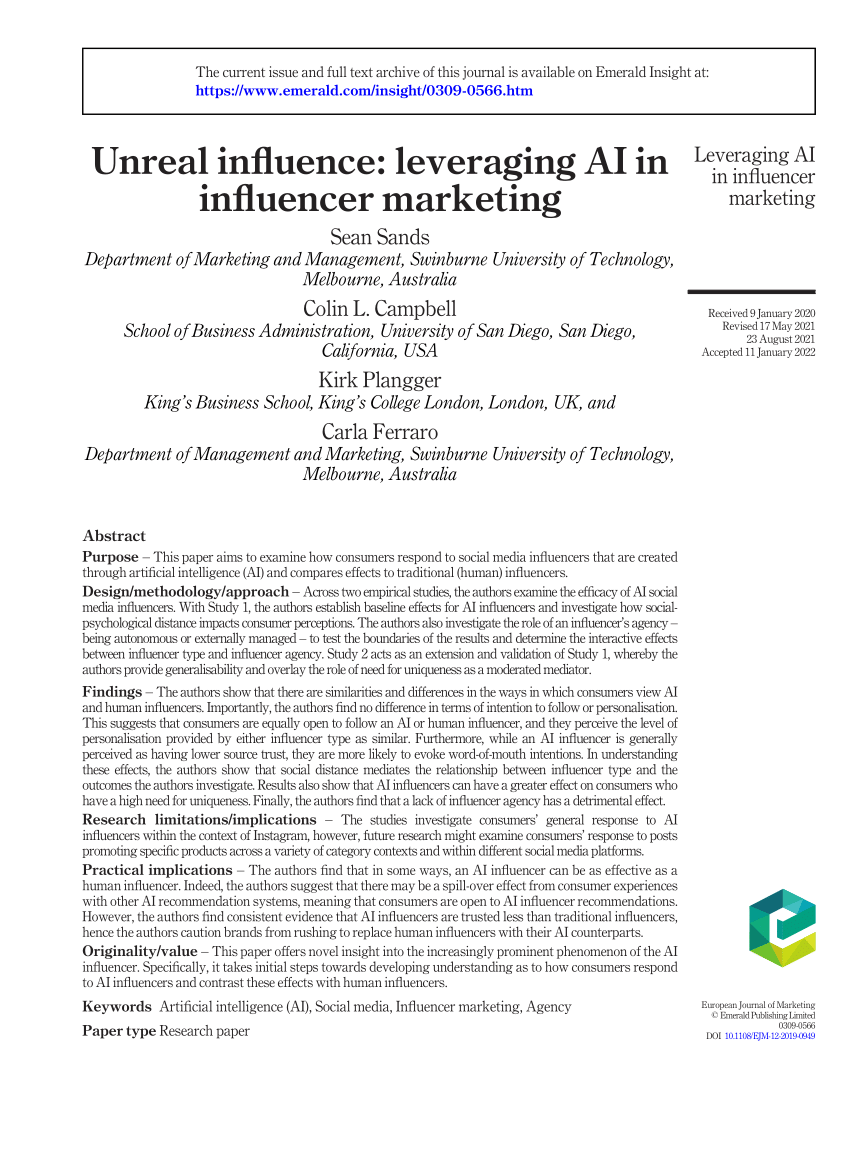influencer marketing research papers
