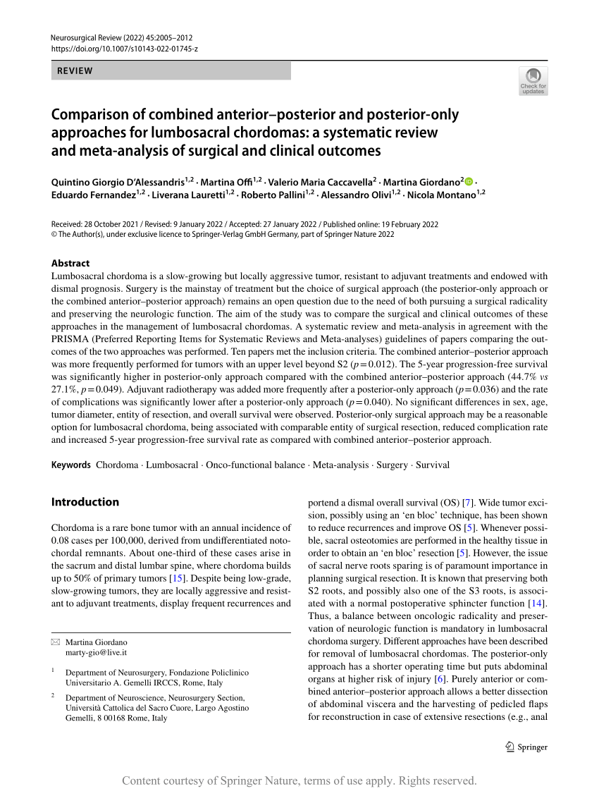 Comparison Of Combined Anteriorposterior And Posterior Only Approaches For Lumbosacral 2222