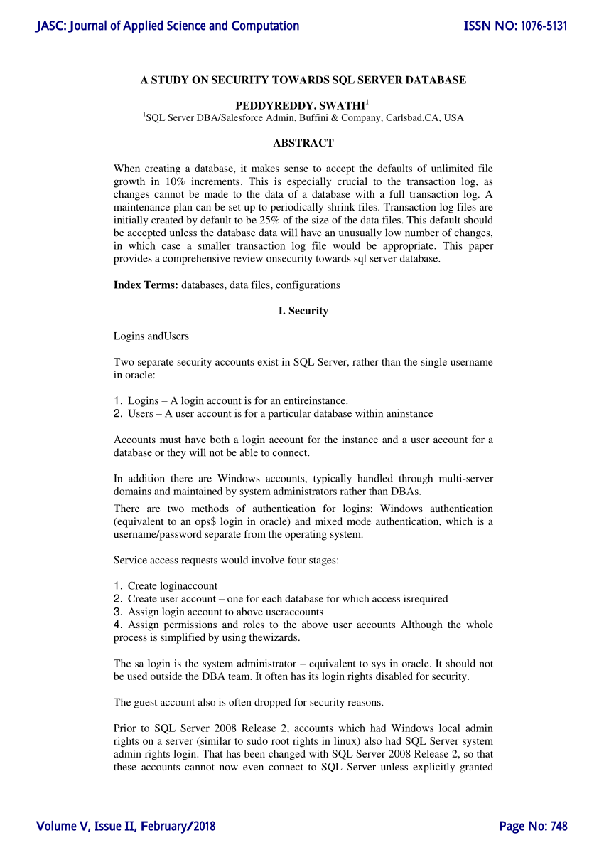 research paper on database security