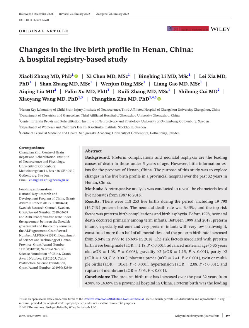 Preterm births in China between 2012 and 2018: an observational study of  more than 9 million women - The Lancet Global Health