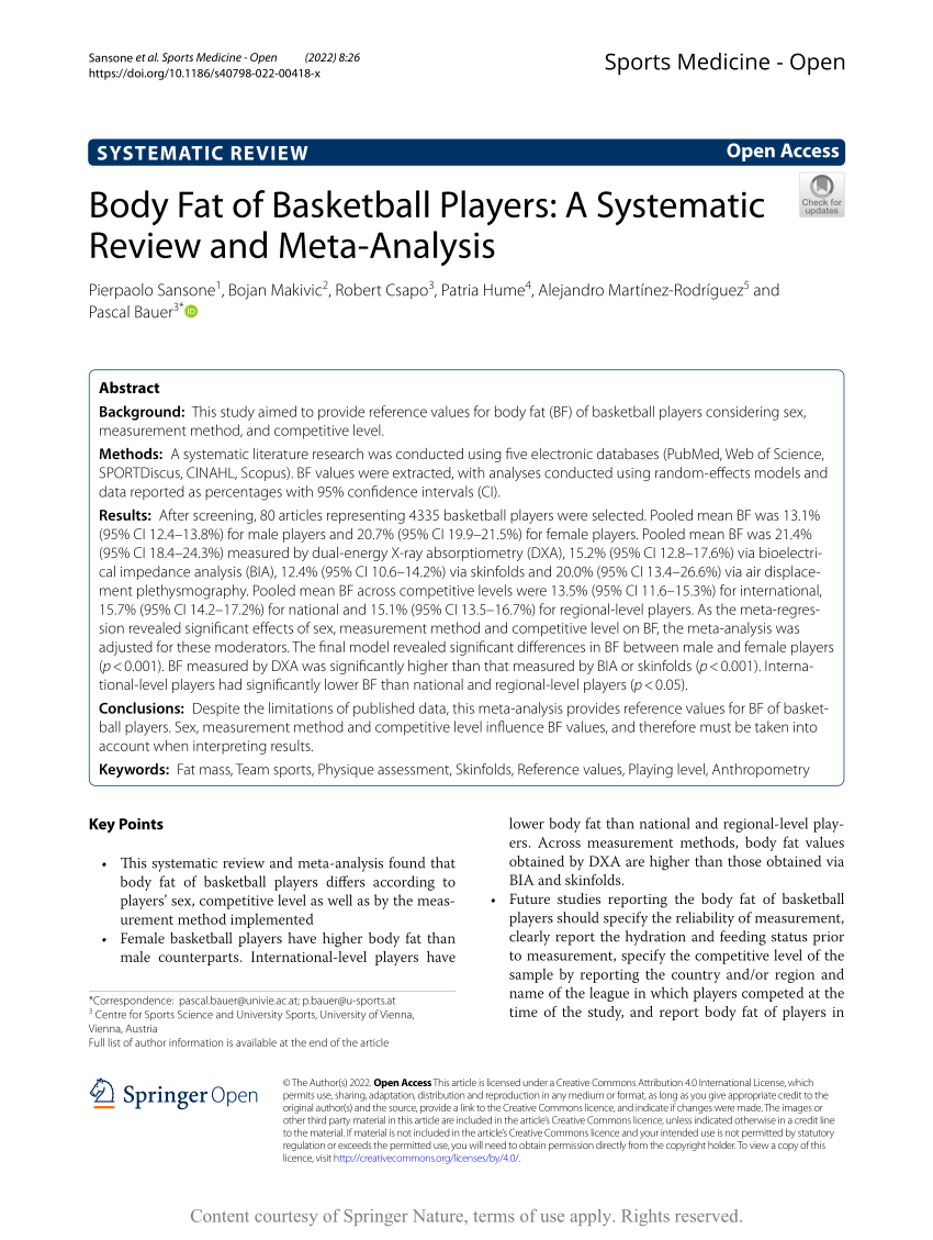 (PDF) Body Fat of Basketball Players A Systematic Review and Meta-Analysis photo